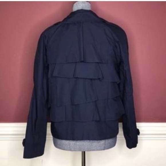 NWT New York & Company blue ruffle casual jacket Small women S - Picture 4 of 5